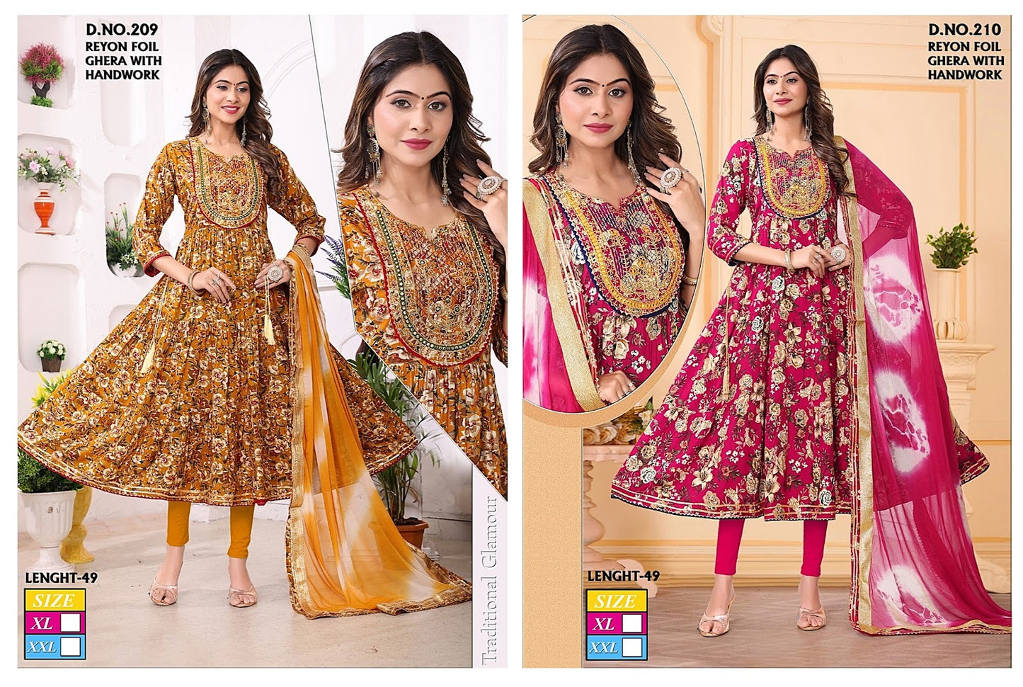 209-210 Mahakal Rayon Kurti Dupatta Set