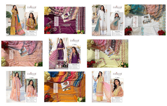 2161-2165 Zarqash Cotton Pakistani Salwar Suits
