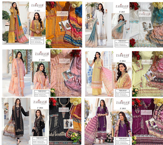 2161-2166 Zarqash Cotton Pakistani Salwar Suits