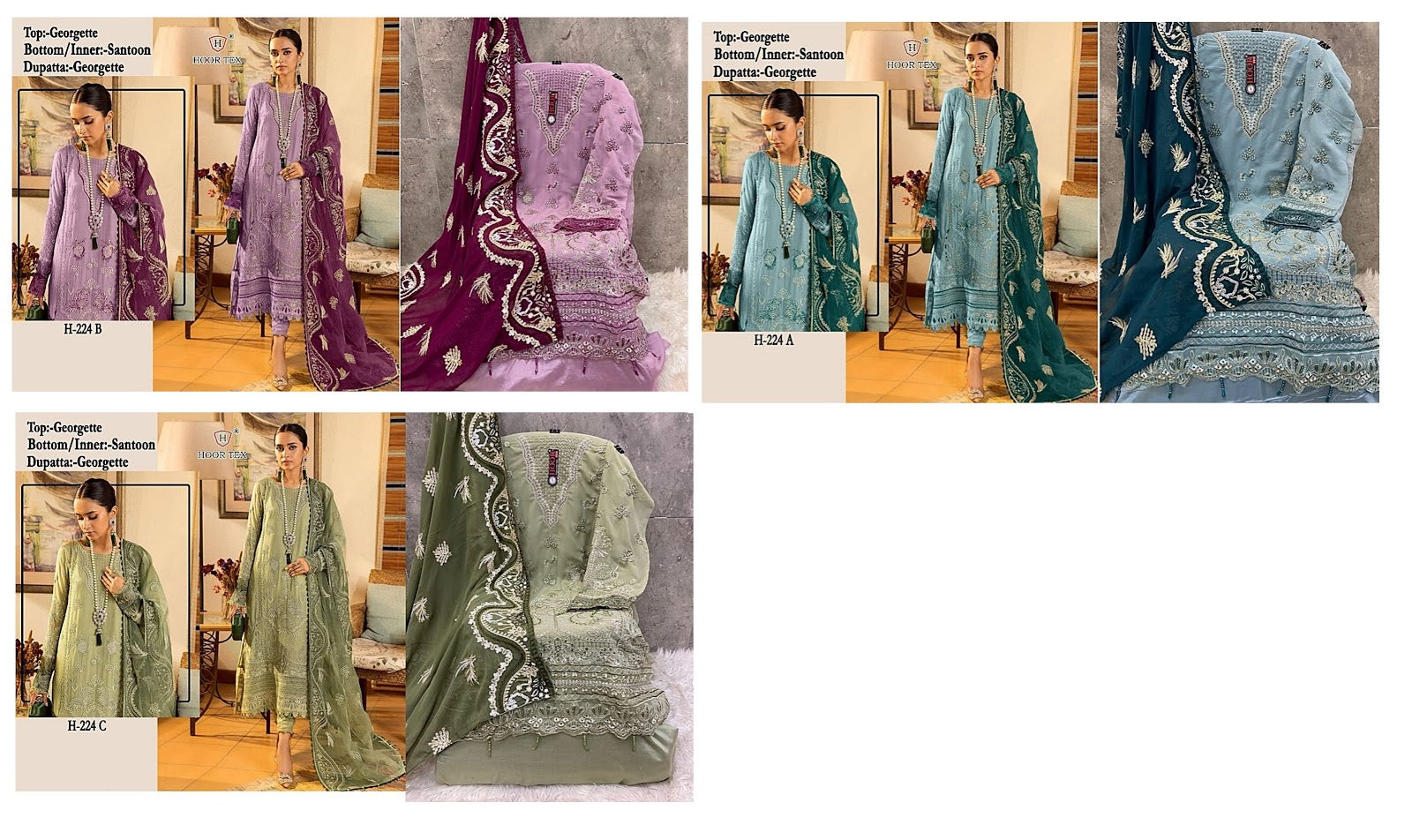 224 Hoor Tex Fox Georgette Pakistani Salwar Suits