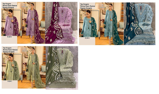 224 Hoor Tex Fox Georgette Pakistani Salwar Suits