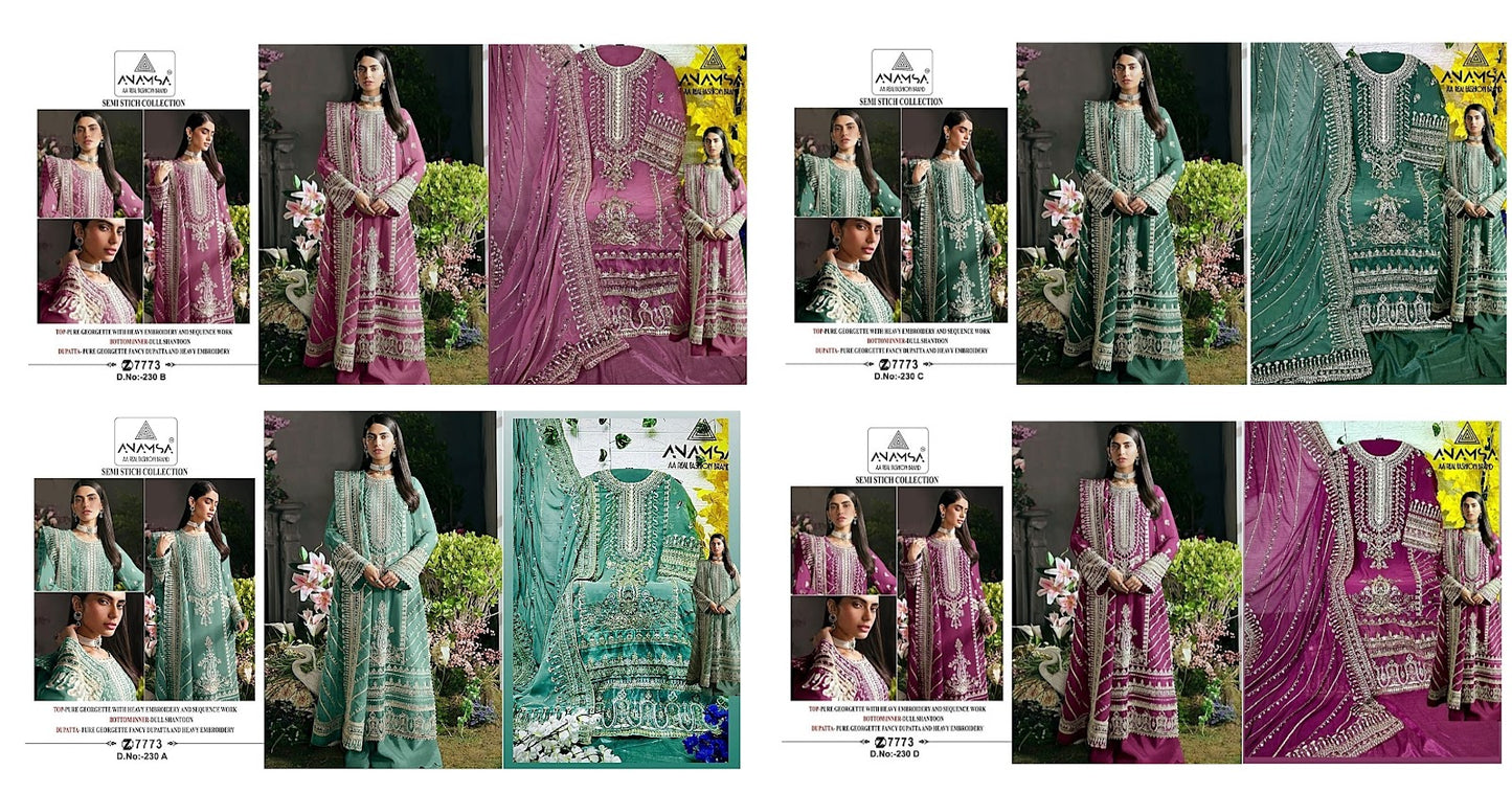 230 Anamsa Fox Georgette Pakistani Salwar Suits