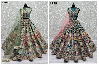 2587 Anjani Art Velvet Bridal Lehenga Choli