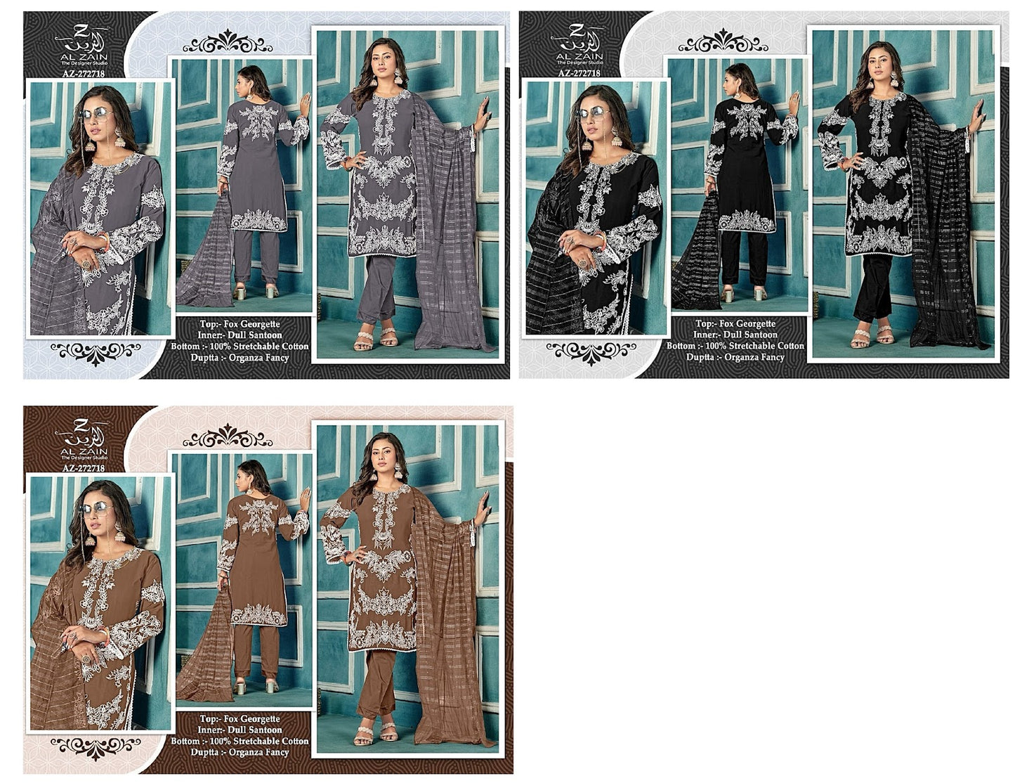 272718-New Al Zain Fox Georgette Pakistani Readymade Suits
