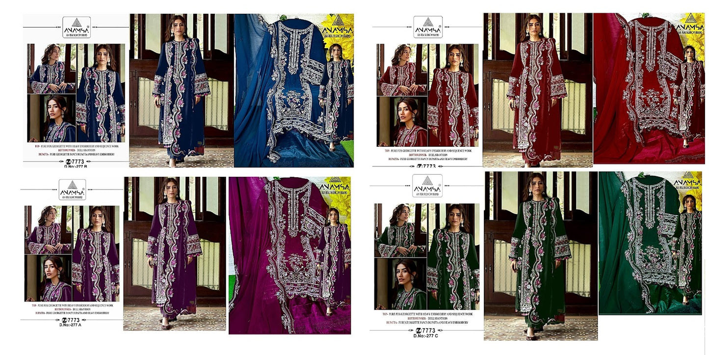 277 Anamsa Fox Georgette Pakistani Salwar Suits