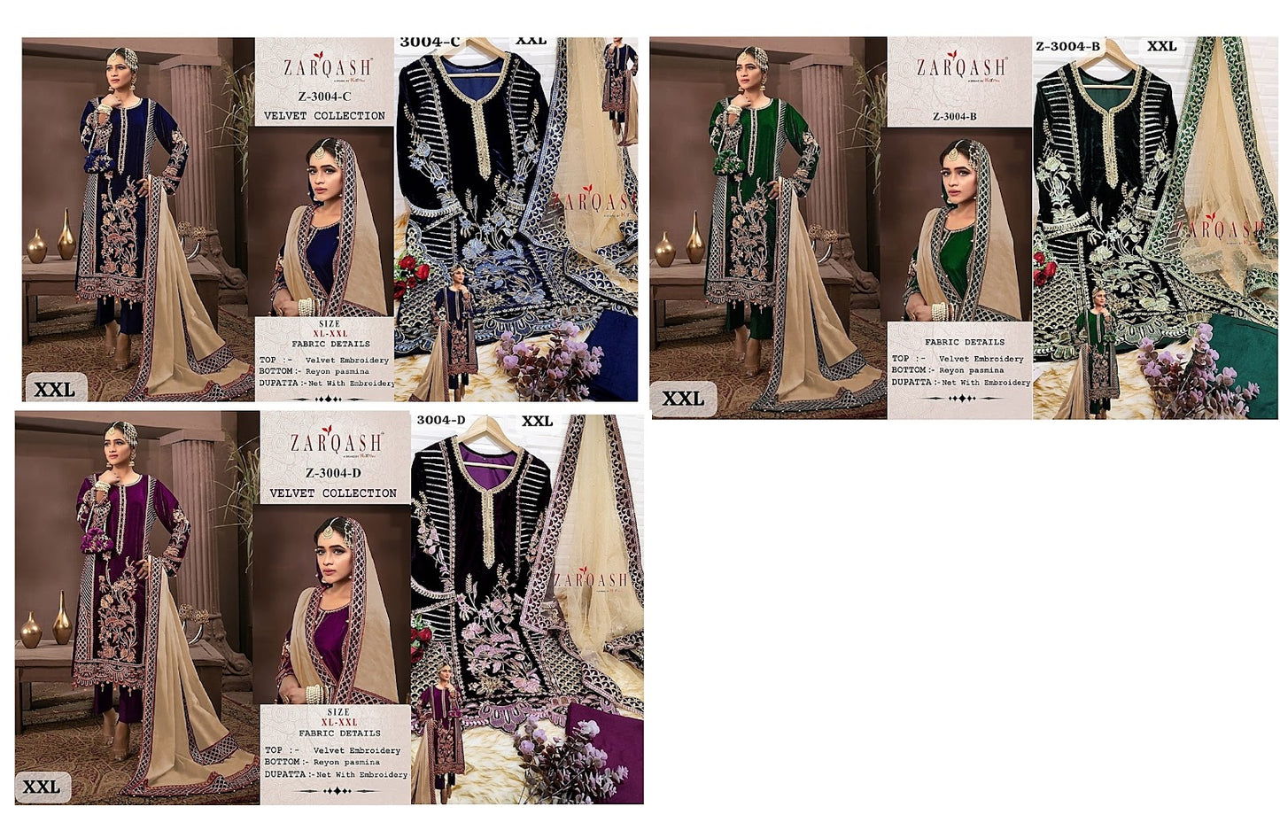 3004 Zarqash Readymade Velvet Suits