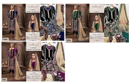 3004 Zarqash Readymade Velvet Suits