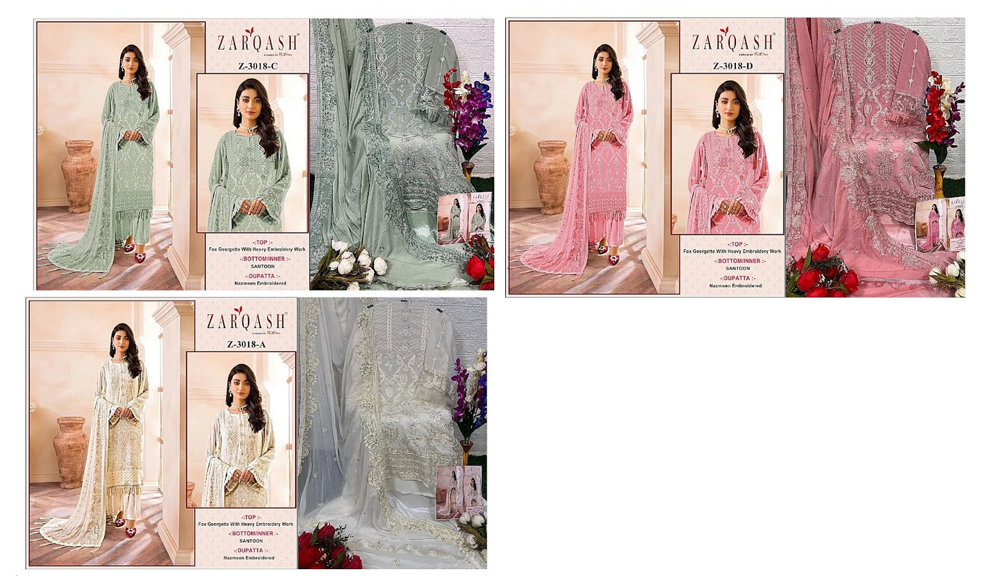 3018 Zarqash Georgette Pakistani Salwar Suits