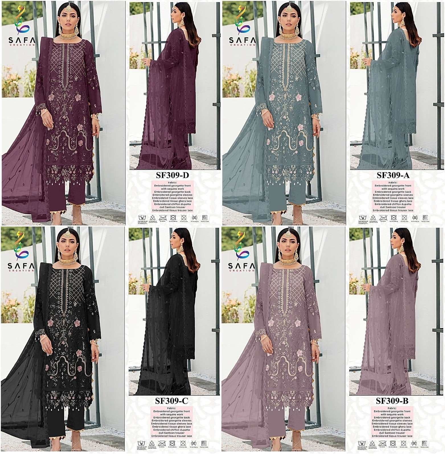 309 Safa Creation Georgette Pakistani Salwar Suits