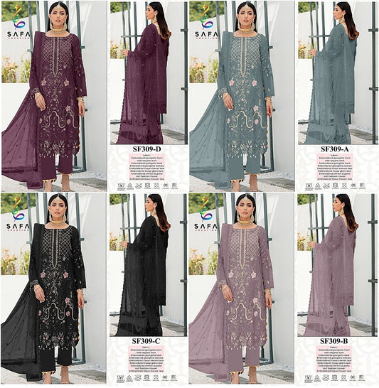 309 Safa Creation Georgette Pakistani Salwar Suits