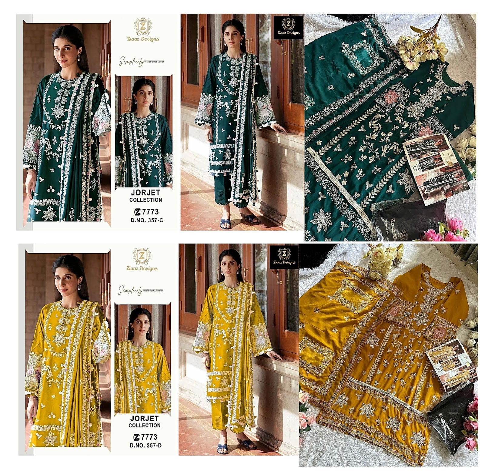 357 Ziaaz Designs Georgette Pakistani Salwar Suits