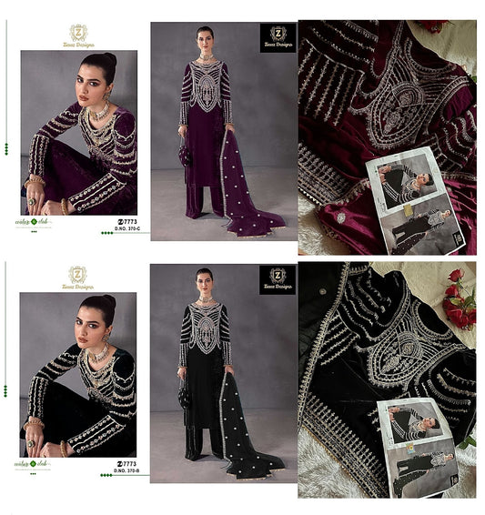 370 Ziaaz Designs Velvet Velvet Suits