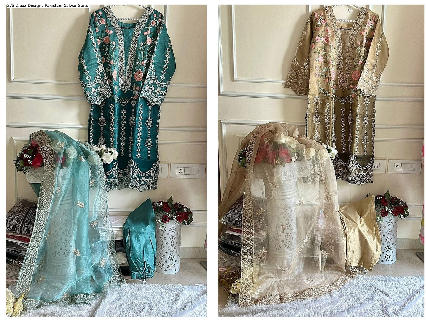 373 Ziaaz Designs Organza Pakistani Salwar Suits