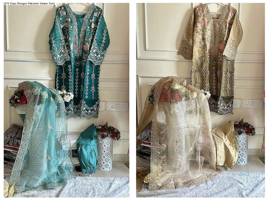 373 Ziaaz Designs Organza Pakistani Salwar Suits