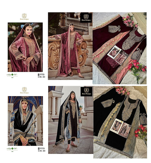384-383 Ziaaz Designs Velvet Suits