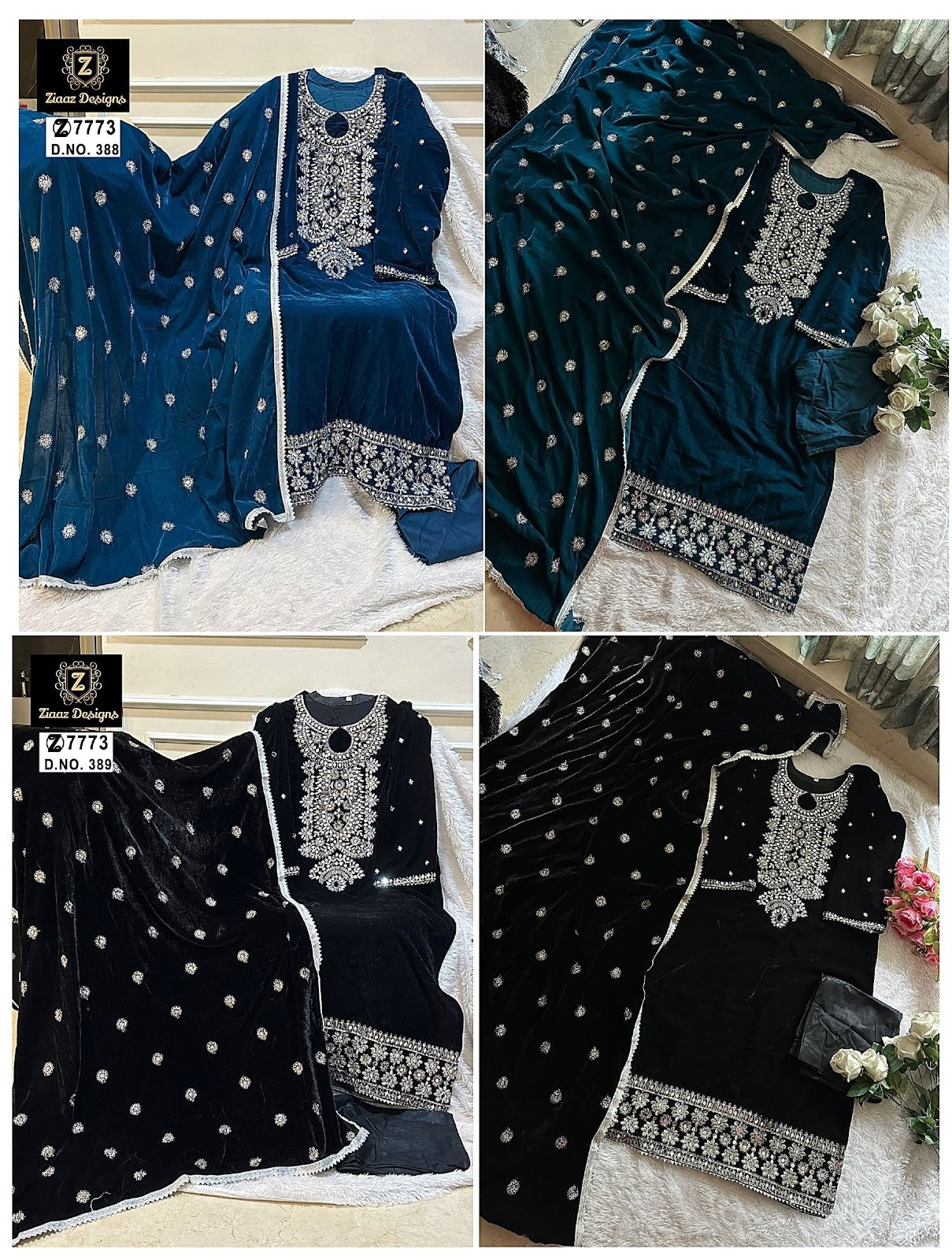 388-389 Ziaaz Designs Velvet Suits