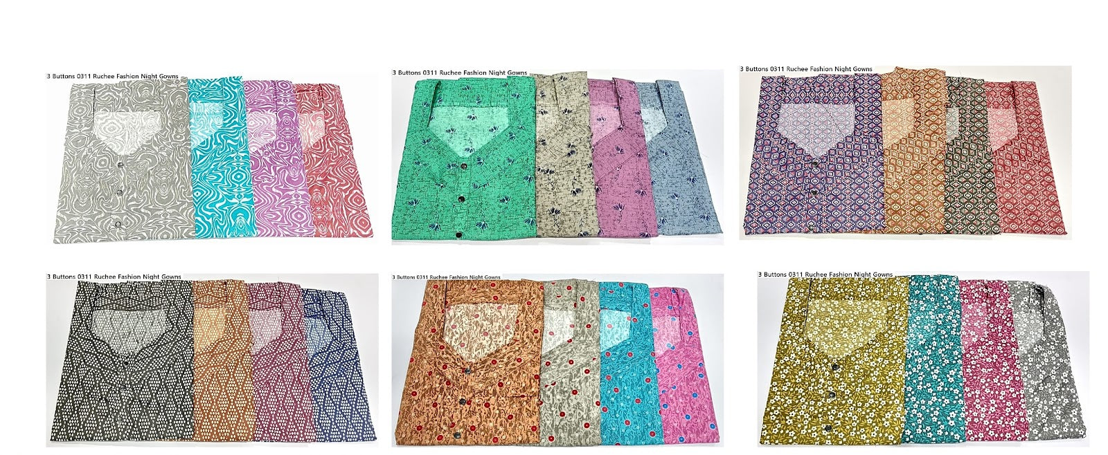 3 Buttons 0311 Ruchee Fashion Night Gowns