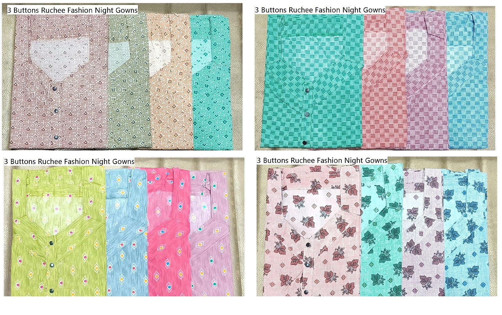 3 Buttons Ruchee Fashion Night Gowns