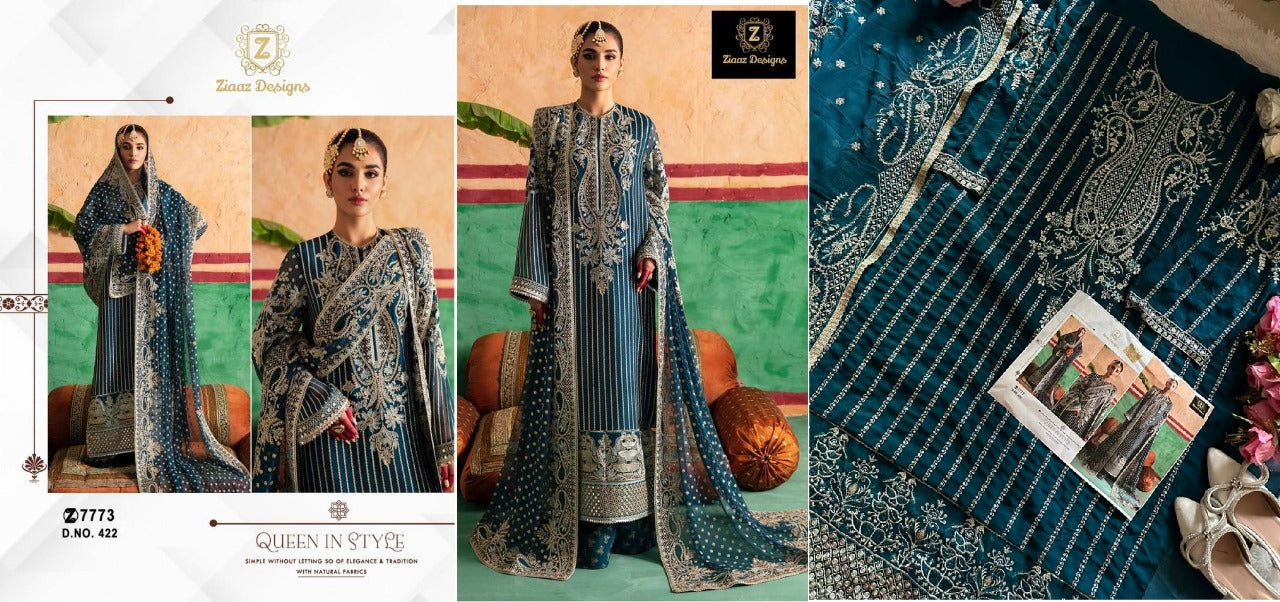 422 Ziaaz Designs Georgette Pakistani Salwar Suits