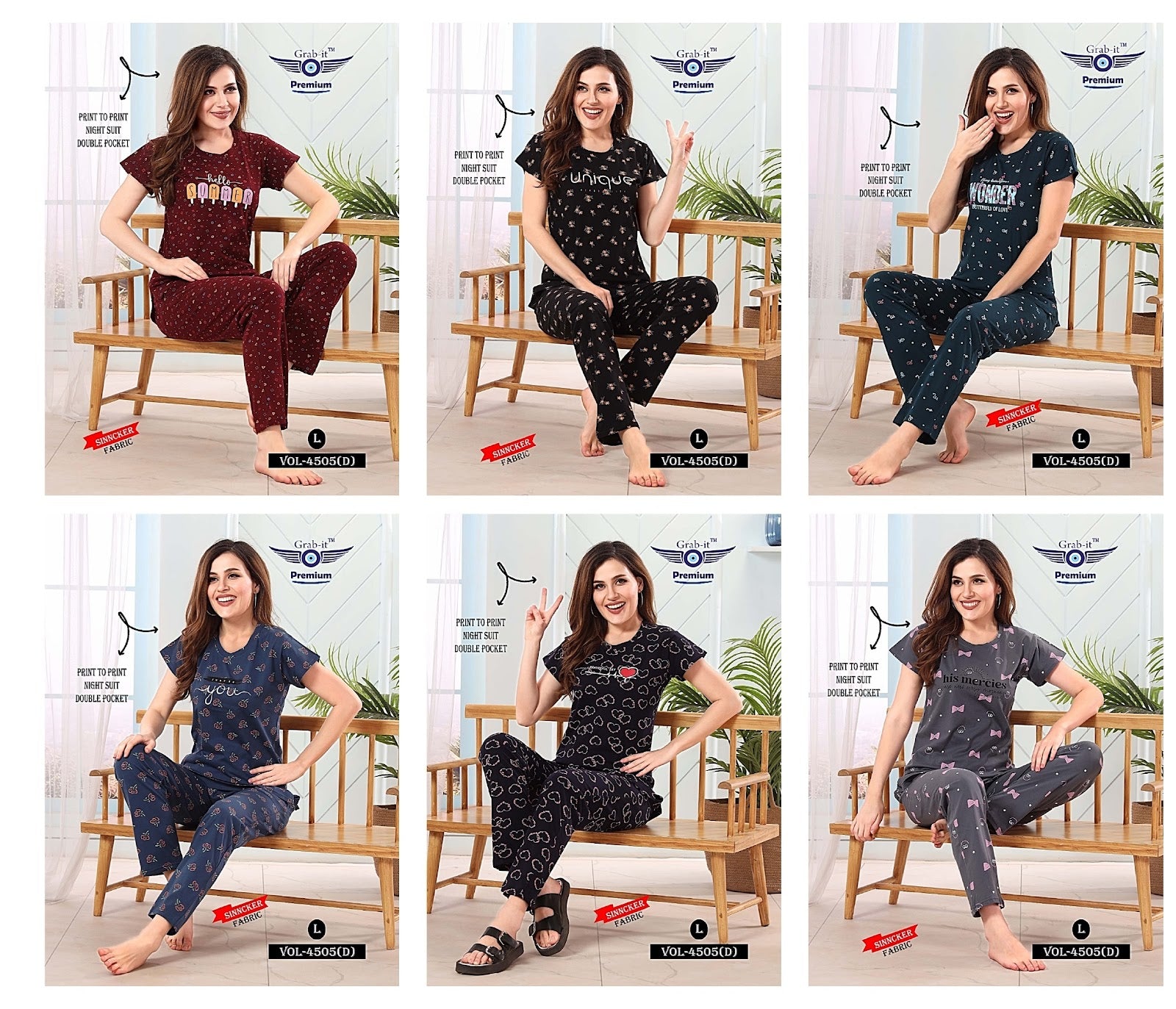 4505-D Grab It Sinker Pyjama Night Suits