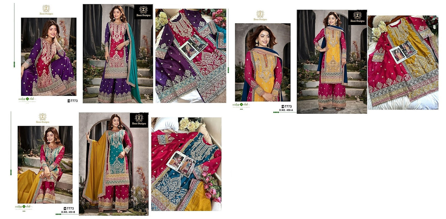 450 Ziaaz Designs Chinon Pakistani Salwar Suits