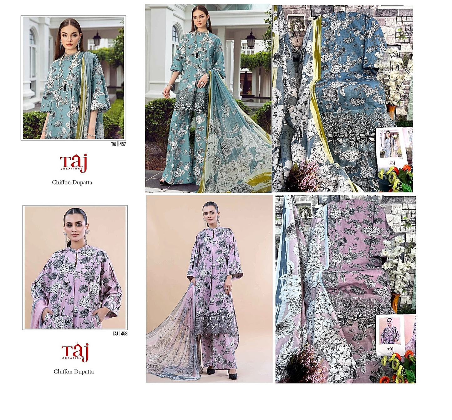 457-458 Taj Creations Cotton Pakistani Salwar Suits