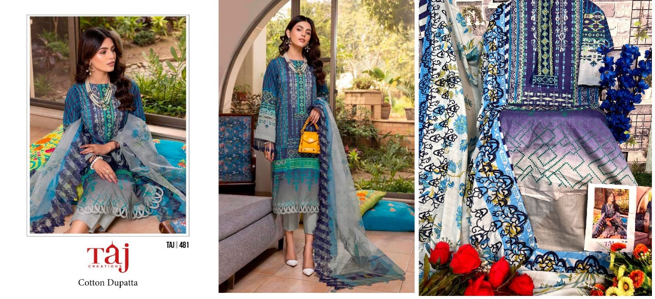 481-482 Taj Creations Cotton Pakistani Salwar Suits