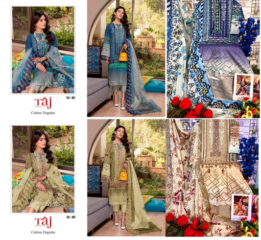 481-482 Taj Creations Cotton Pakistani Salwar Suits
