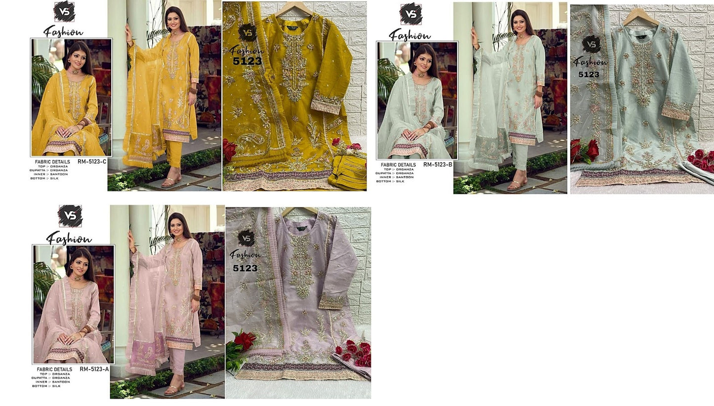 5123 Vs Fashion Organza Pakistani Readymade Suits