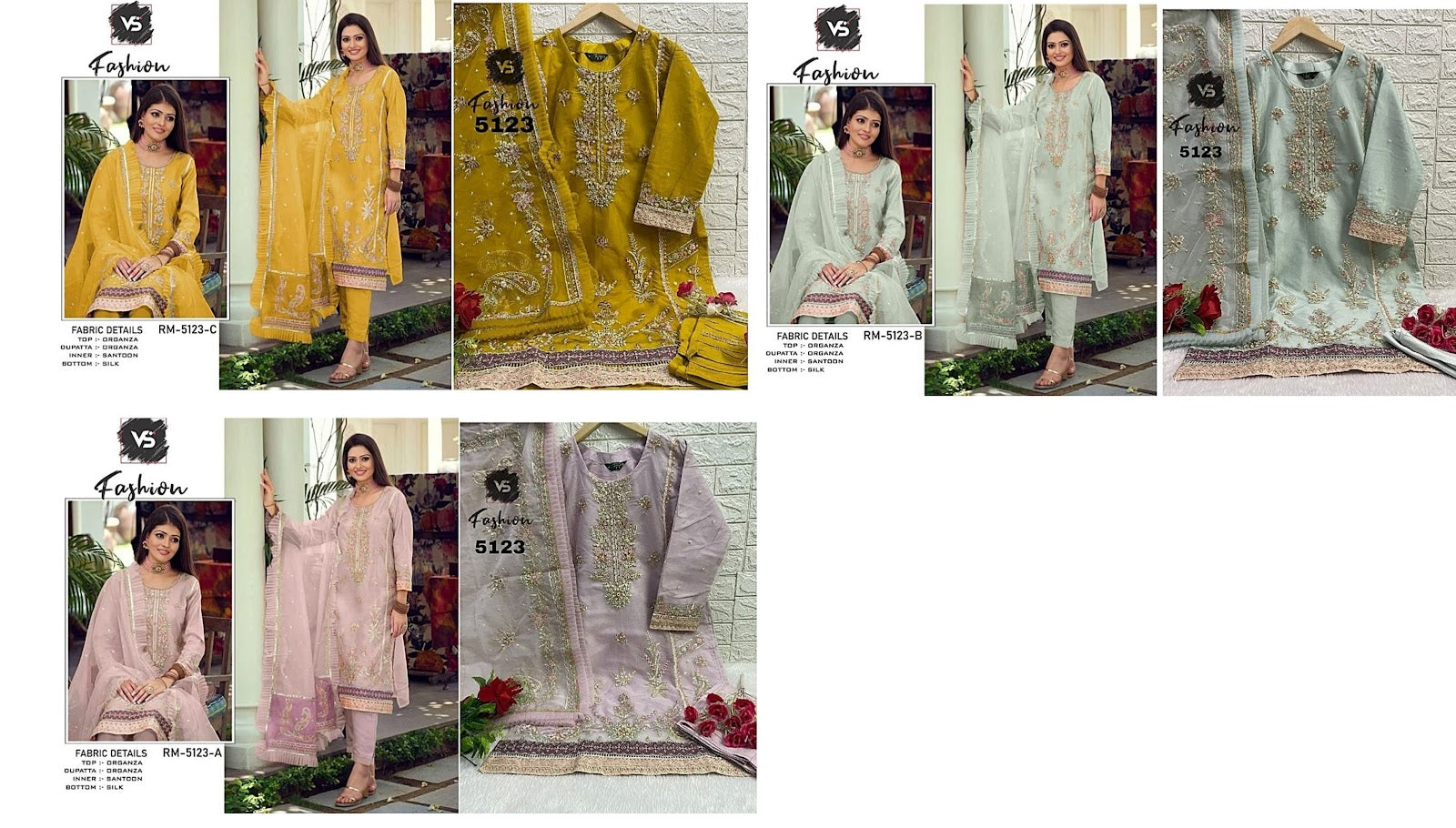 5123 Vs Fashion Organza Pakistani Readymade Suits