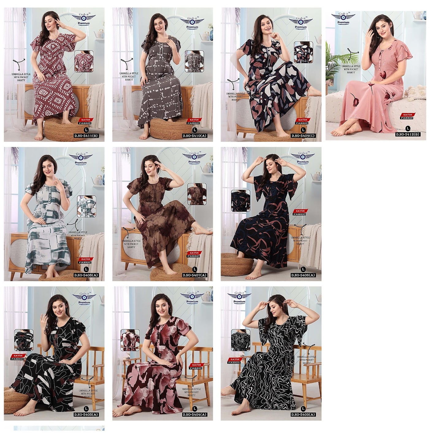 5411-B Grab It Rayon Night Gowns