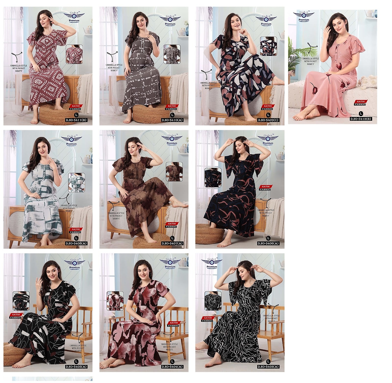 5411-B Grab It Rayon Night Gowns