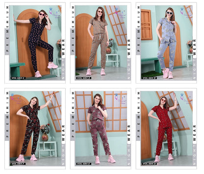 684 Diamond Queen Sinker Collar Night Suits