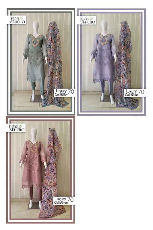 70 Hiba Studio Organza Pakistani Readymade Suits