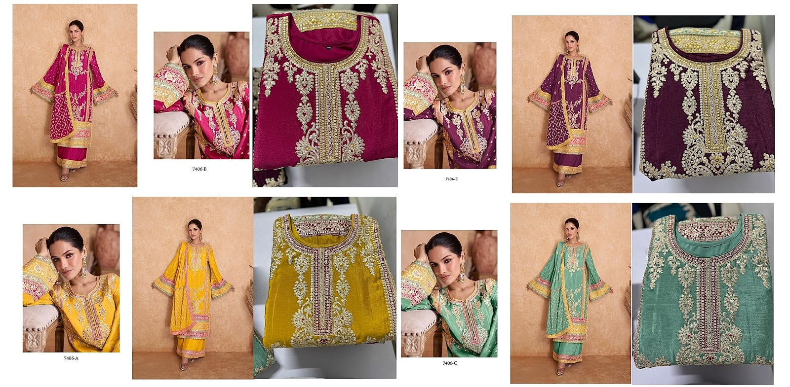 7406 Vedika Chinon Readymade Suits