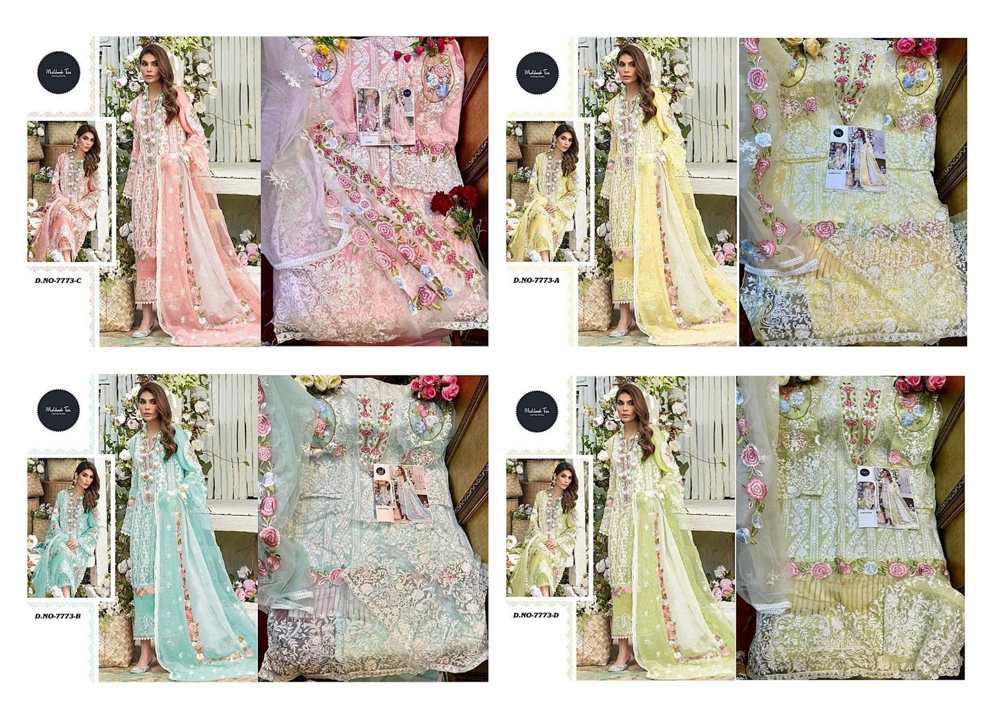 7773 Mehboob Tex Cambric Cotton Pakistani Salwar Suits