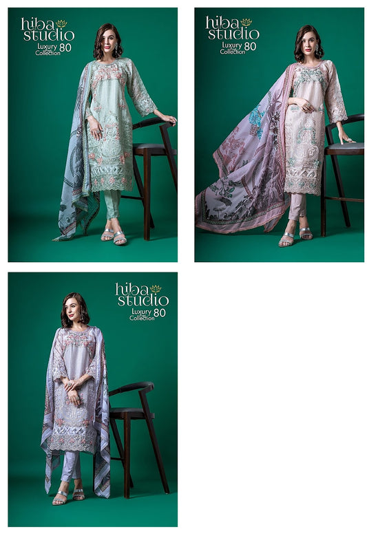 80 Hiba Studio Organza Pakistani Readymade Suits