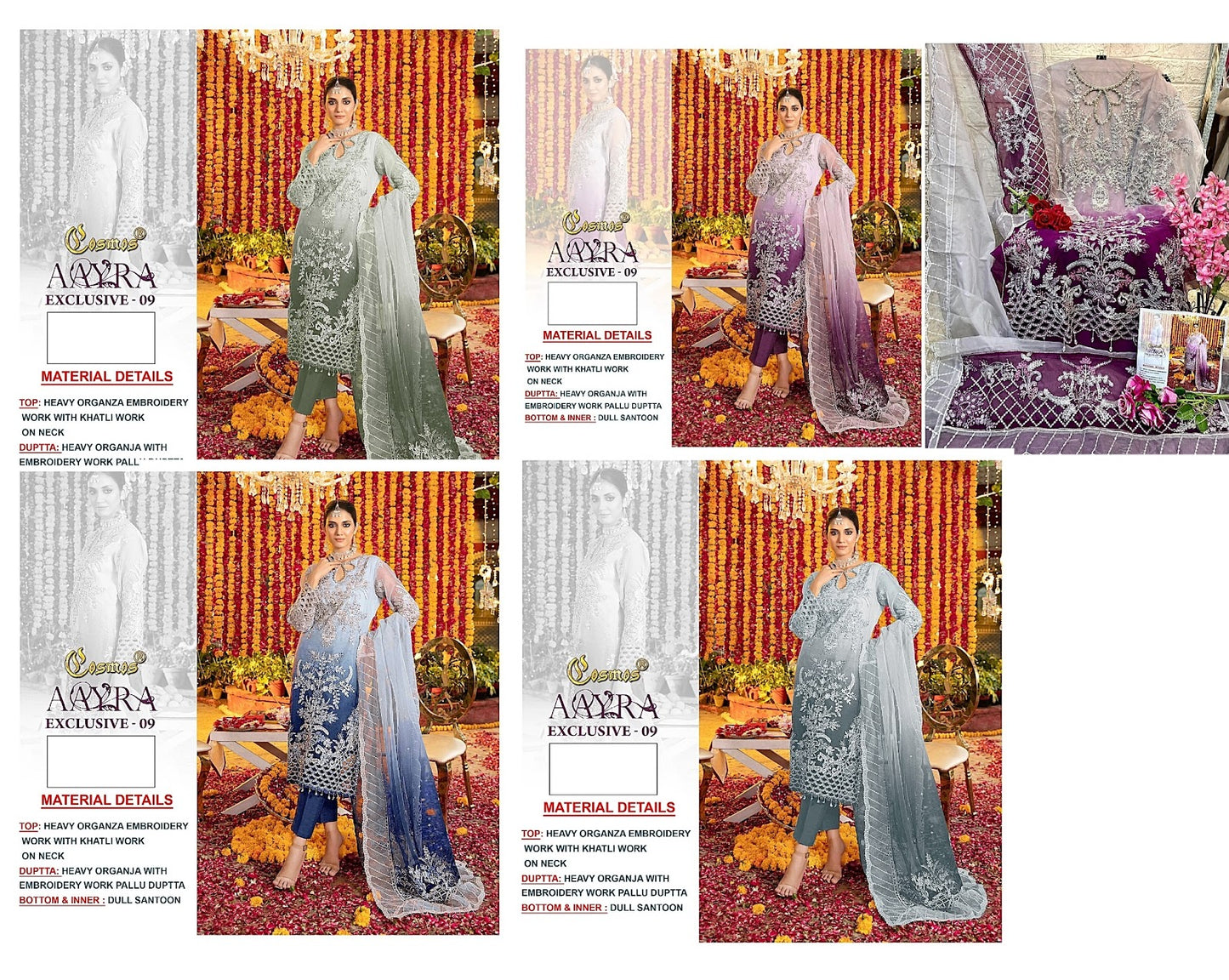 Aayra Exclusive-9 Cosmos Fashion Organza Pakistani Salwar Suits