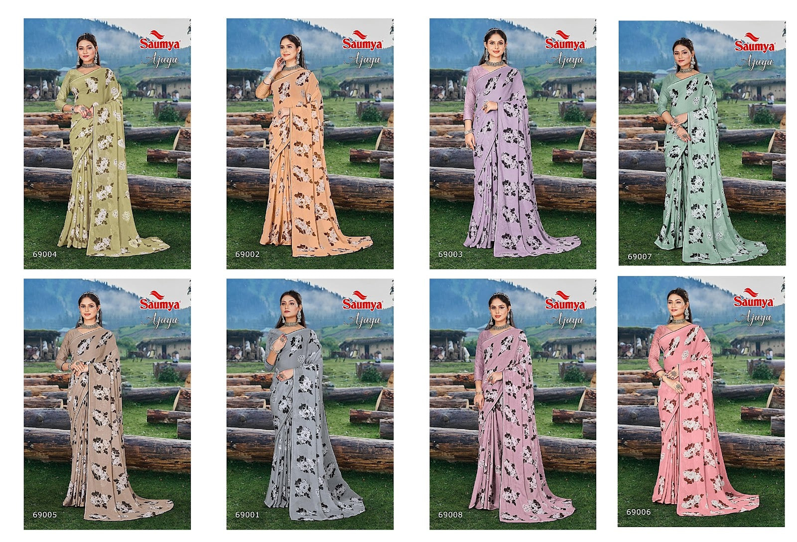 Ajaya Saumya J Dull Moss Sarees