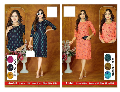 Ambal-D Zoya Two Tone Knee Length Kurtis