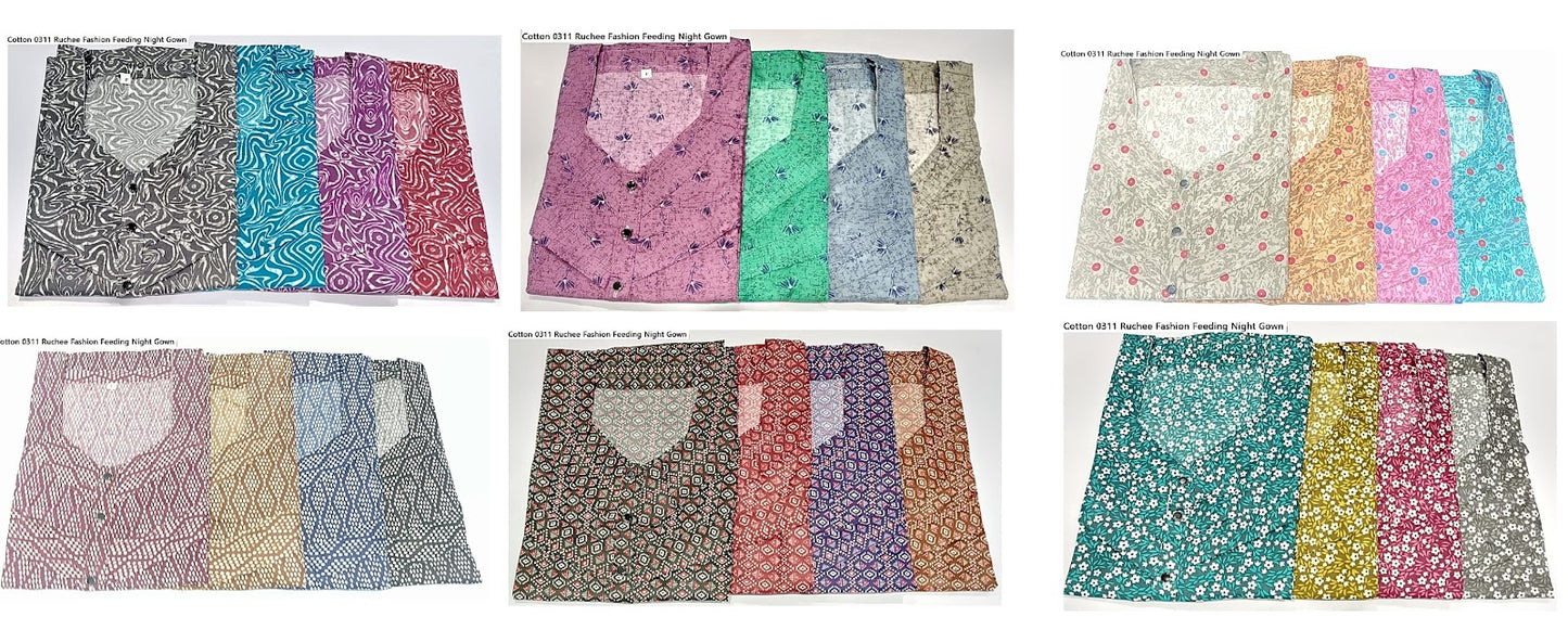 Cotton 0311 Ruchee Fashion Feeding Night Gown