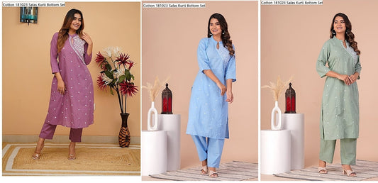 Cotton 181023 Salas Kurti Bottom Set