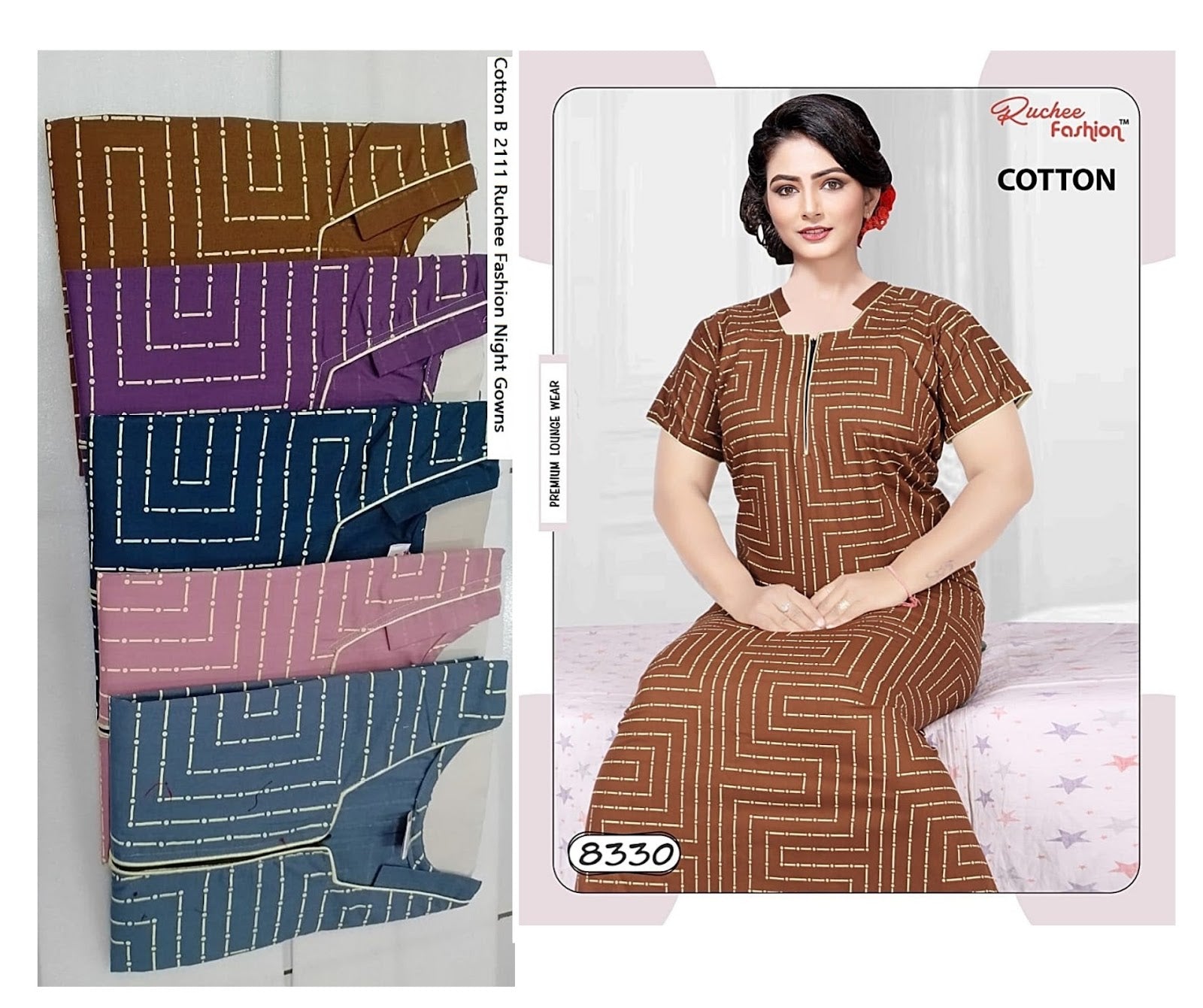 Cotton B 2111 Ruchee Fashion Night Gowns