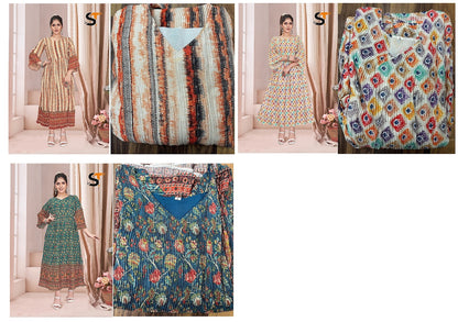 Crushed Salas Chinon Anarkali Kurtis