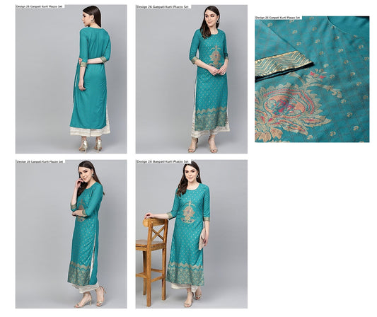 Design 26 Ganpati Rayon Kurti Plazzo Set