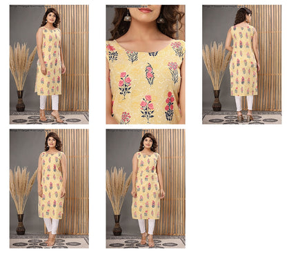 Design 27 Ganpati Cotton Knee Length Kurtis