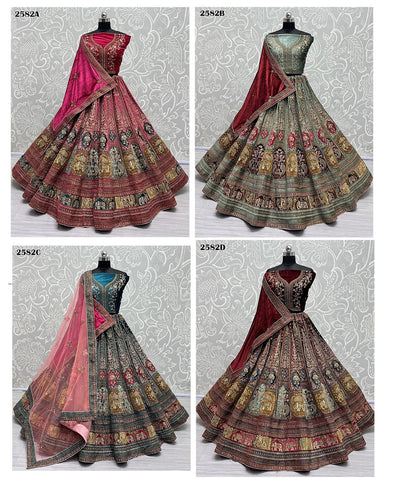 Dn 2582 Abcd Anjani Art Velvet Bridal Lehenga Choli
