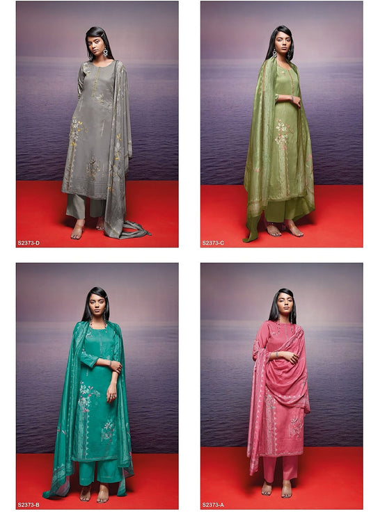 Drea 2373 Ganga Cotton Silk Plazzo Style Suits