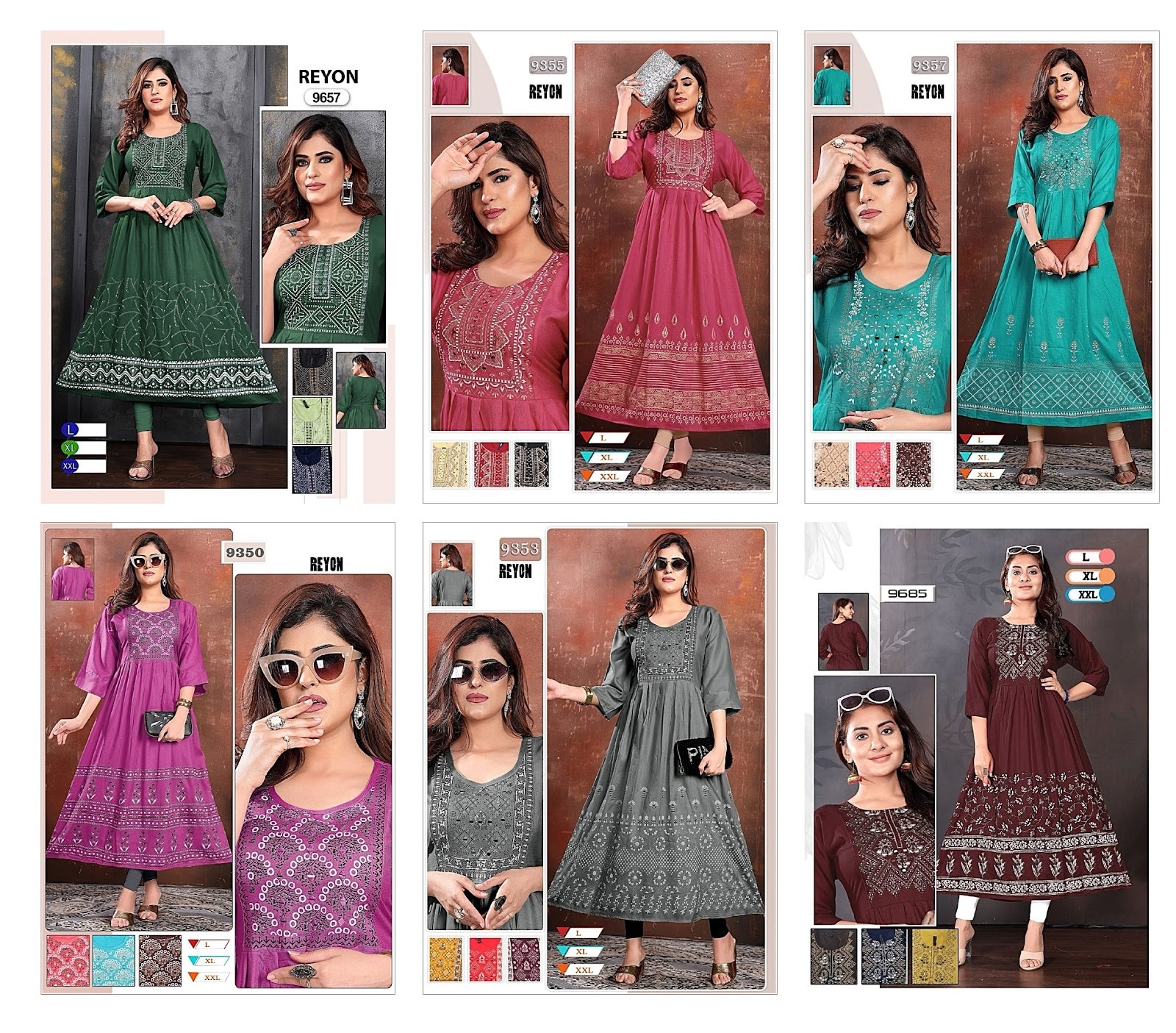 Glass Work-0801 Mmc Rayon Anarkali Kurtis