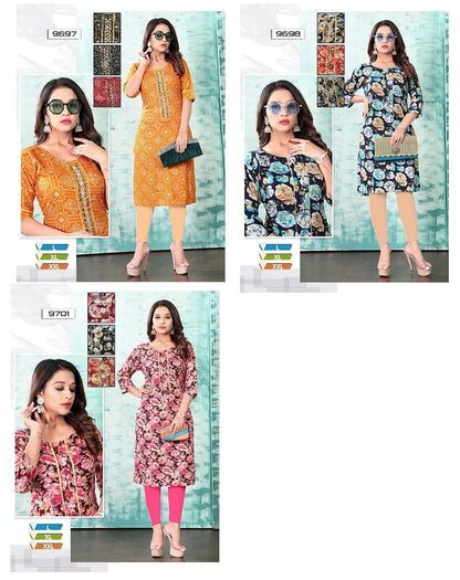 Glass Work 0512 Mmc Foil Knee Length Kurtis